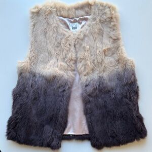Luii Rabbit Fur Vest Purple & Off-white Ombré Large